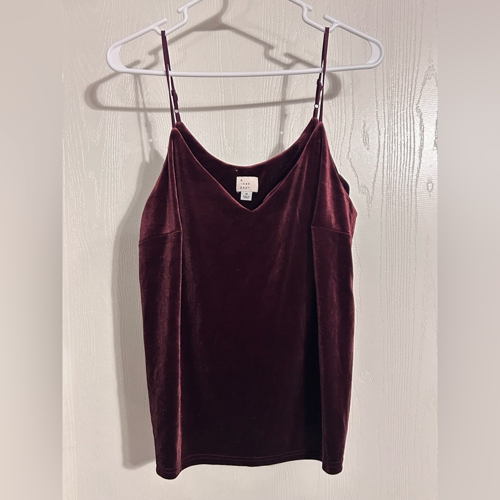 a new day | Deep Burgundy Velvet Camisole | Size Medium
